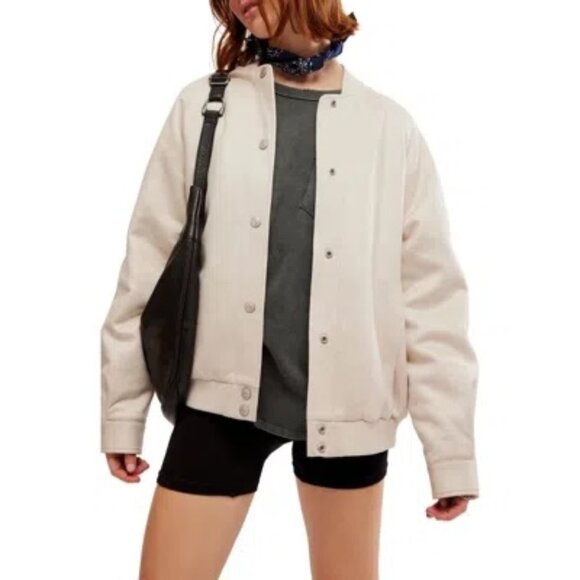 NWT Free People Wild Rose Faux Leather Bomber Jacket - Picture 1 of 5